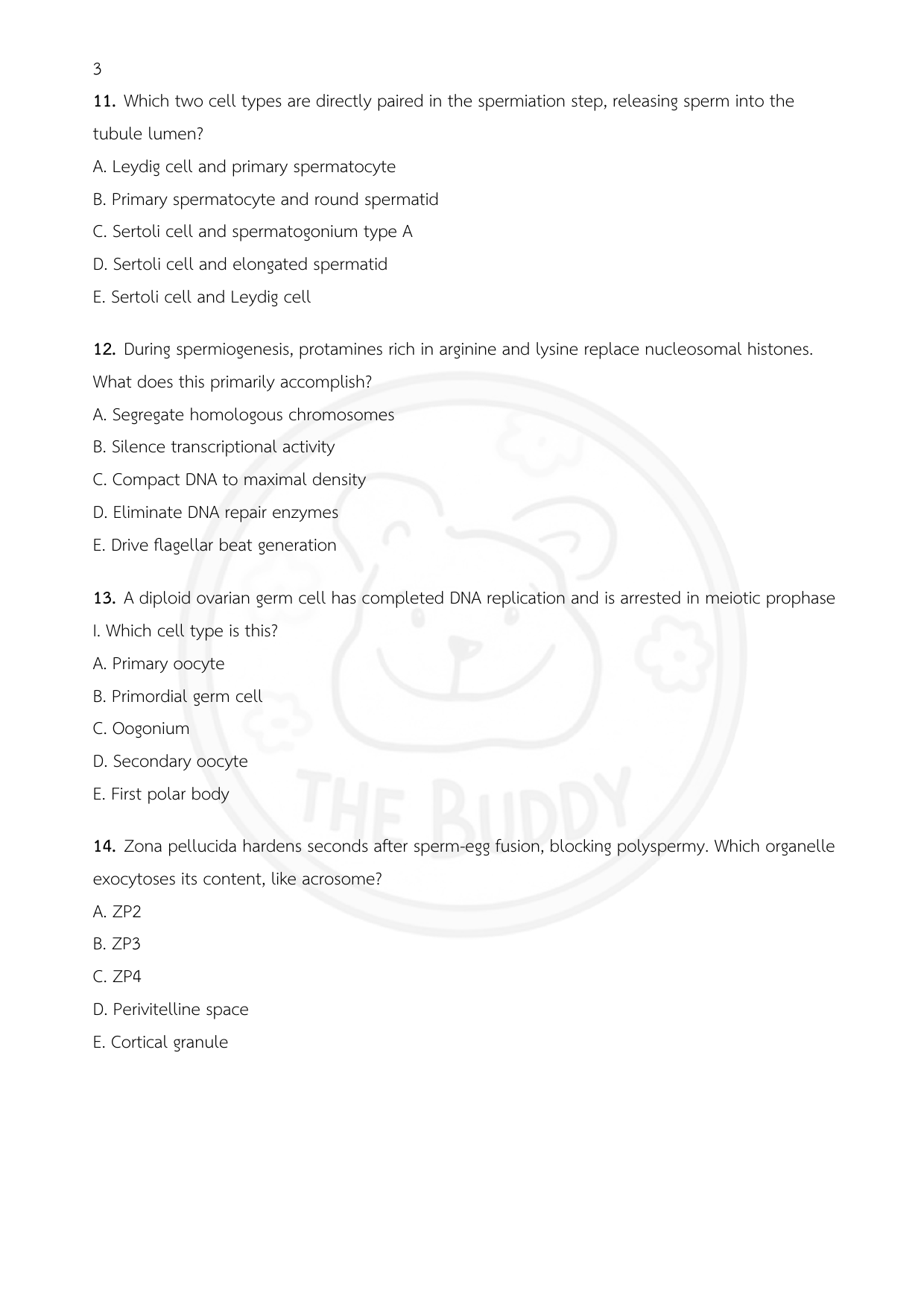 ตัวอย่างหน้าที่ 1 ของ Medical Embryology Mock Exam